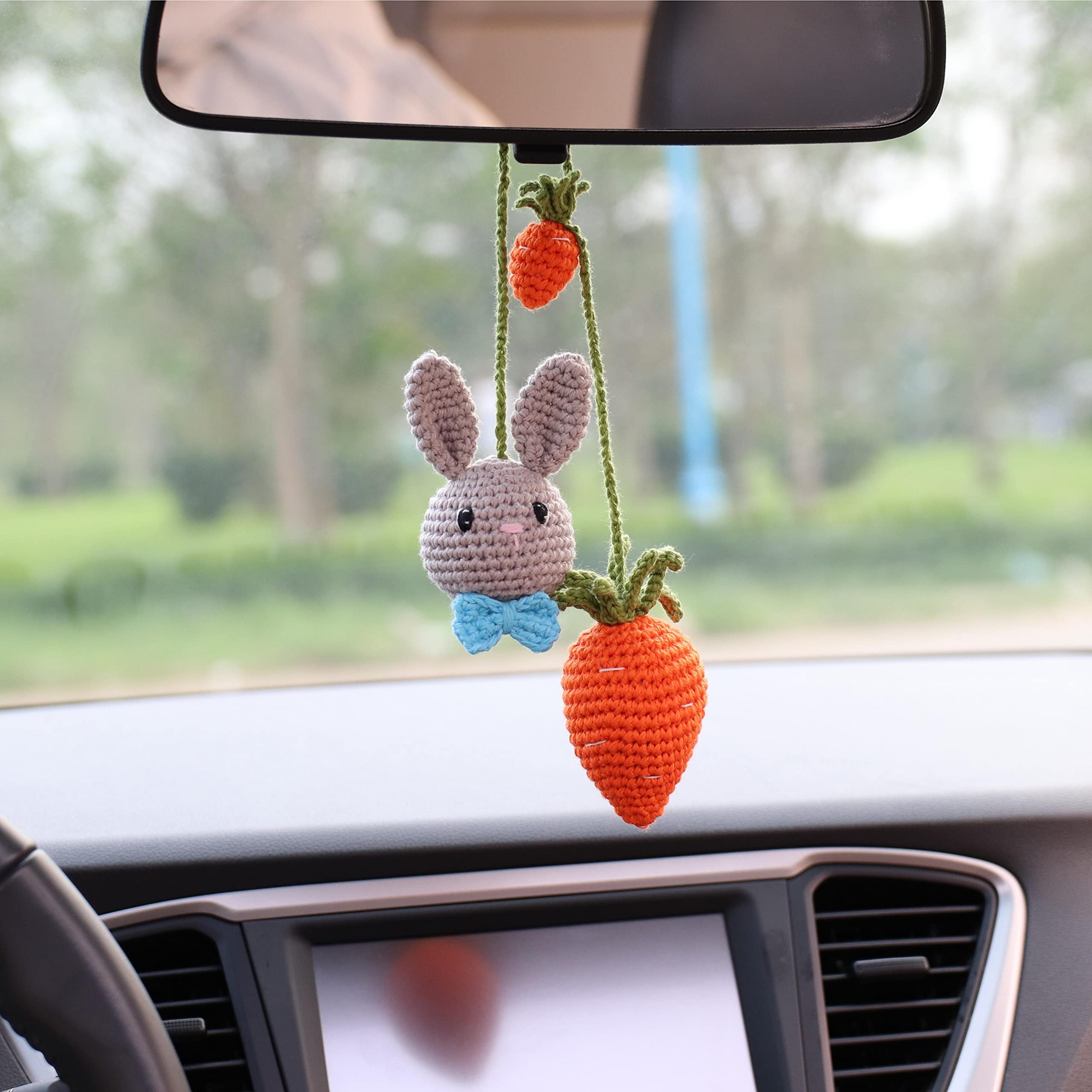 Amazon.com: Grey Bunny & Carrot Ornament - Handmade Hanging Car